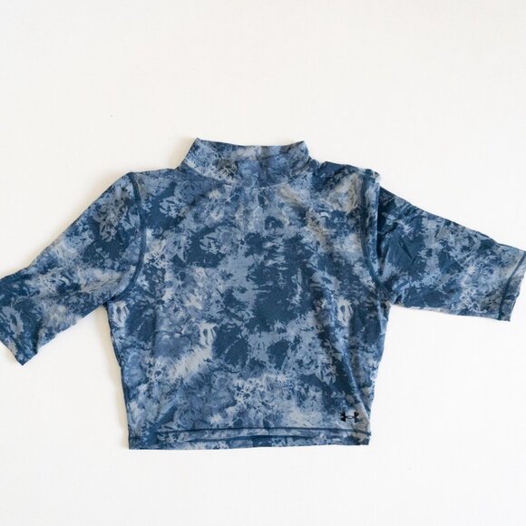 NWT Under Armour Women's Meridian Print Cropped Fitted T-Shirt Blue - Picture 2 of 4